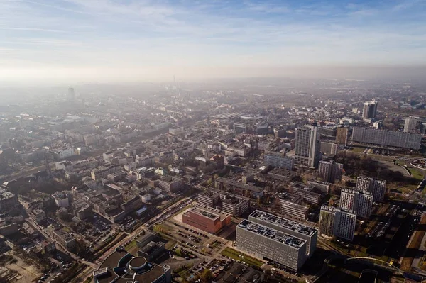 Smog i zanieczyszczenia powietrza w Katowicach — Zdjęcie stockowe