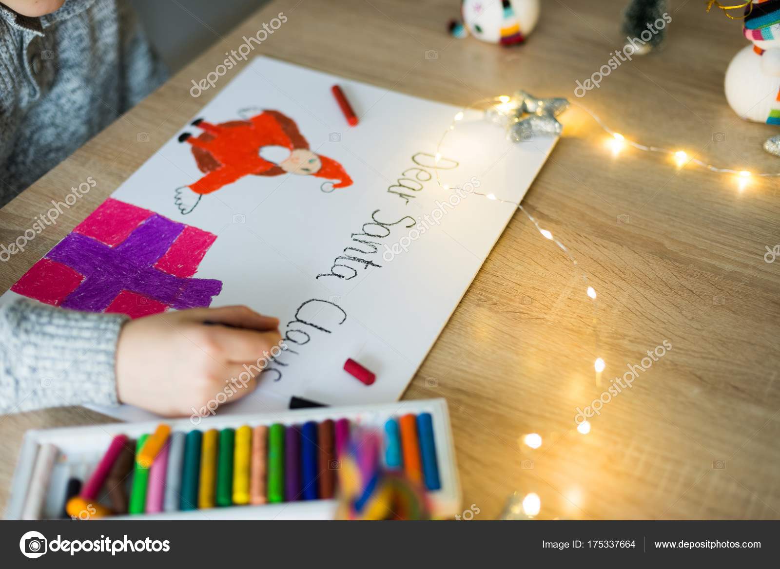 Dziecko Rysunek Pastelowy Obrazek świętego Mikołaja