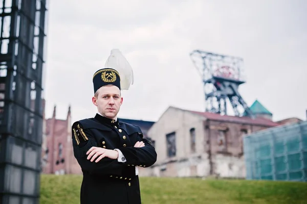 Man black coal miner in gala uniform — Stock Photo, Image