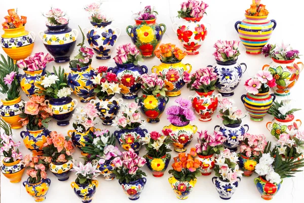 Spanish plant pots and flowers — Stock Photo, Image