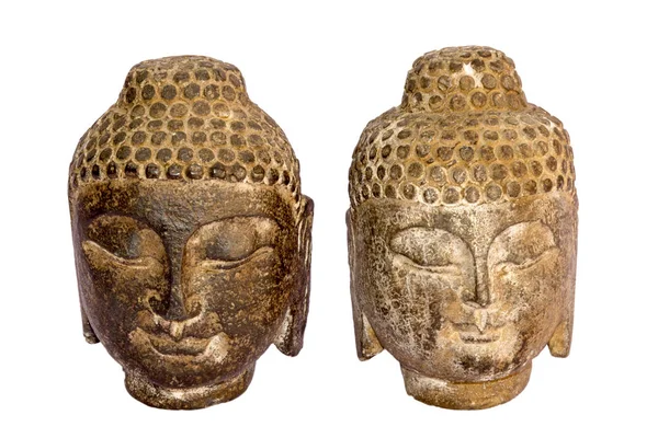 Pair Stone Buddha Images Isolated White Background — Stock Photo, Image