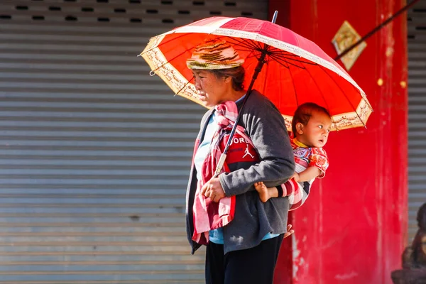 Mae Sai Tayland Kasım 2011 Etnik Burmalı Kadın Çocuk Sınırı — Stok fotoğraf