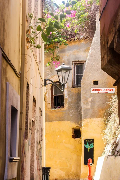Rooms Rent Sign Back Street Chania Crete Greece — стоковое фото