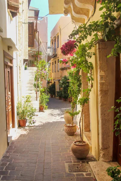 Tipica Strada Stretta Chania Creta Grecia — Foto Stock