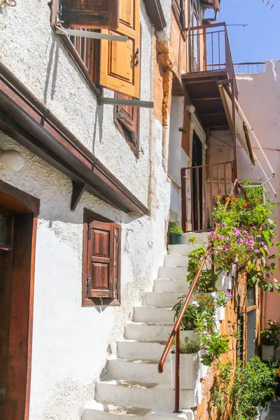 Tipica Casa Con Scale Chania Creta Grecia — Foto Stock
