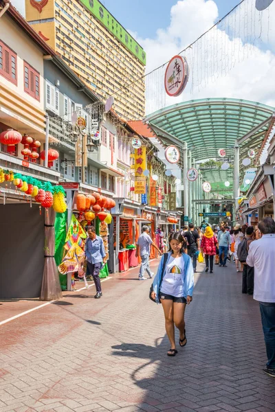 Singapore July 5Th 2019 Tourists Shopping Pagoda Street Chinatown Road — Stock Photo, Image