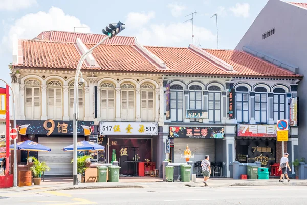 Singapura Julho 2019 Fila Shophouses Little India Muitos Dos Edifícios — Fotografia de Stock