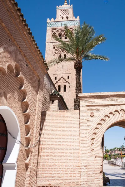 Poort Toren Naar Katoubia Moskee Marrakech Marokko — Stockfoto