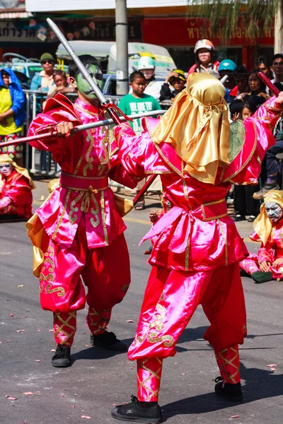 Khon Kaen Novembro 2009 Dançarinos Guerreiros Chineses Festival Seda Evento — Fotografia de Stock