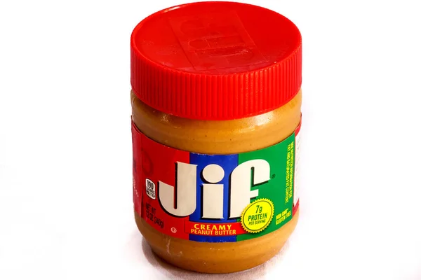 ประเทศไทย เมษายน 2017 Jar Jif มเนยถ ยมส าหร บเด รูปภาพสต็อก