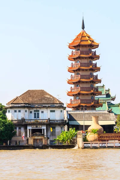 Che Chin Khor Tempel Pagoda Chao Phraya Rivier Bangkok Thailand — Stockfoto