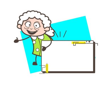 Çizgi film büyükanne boş afiş vektör çizim ile