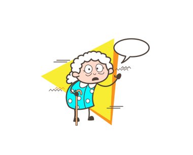 Sürpriz çizgi film büyükanne konuşma balonu vektör çizim ile