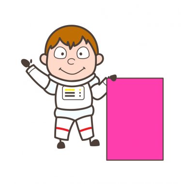 Çizgi film astronot reklam kurulu vektör çizim ile