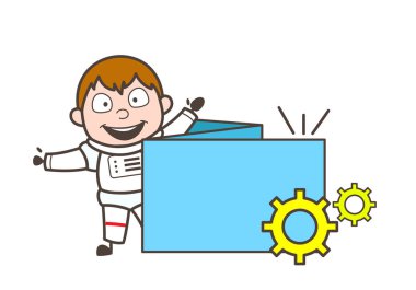 Banner vektör çizim işleme ile karikatür astronot