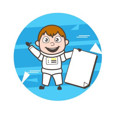 Çizgi film astronot boş kağıt afiş vektör çizim ile