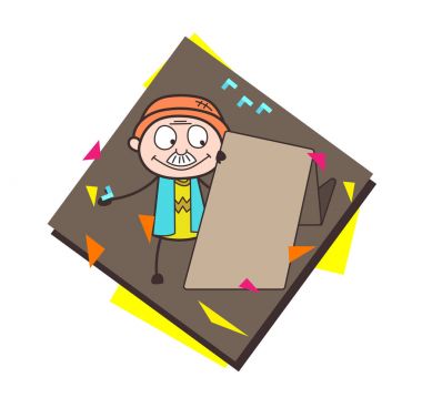 Çizgi film büyükbaba Vintage Reklam Banner vektör çizim ile