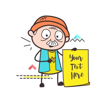 Çizgi film büyükbaba parşömen afiş vektör çizim ile