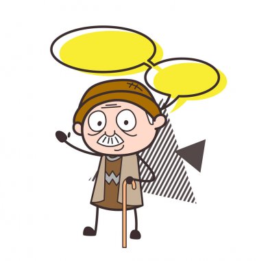 Çizgi film büyükbaba konuşma balonu vektör çizim ile