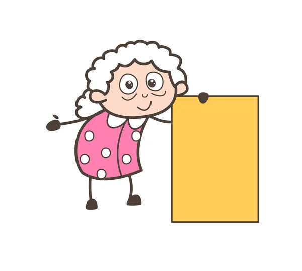 Bande dessinée Granny avec Business Banner Illustration vectorielle — Image vectorielle