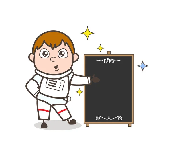 Cartoon Astronaut met Message Board vectorillustratie — Stockvector