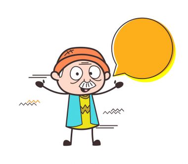 Çizgi film büyükbaba sohbet kabarcık vektör çizim ile