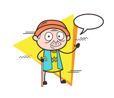 Çizgi film büyükbaba mesaj vektör çizim