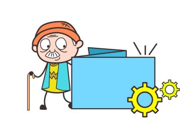 Çizgi film büyükbaba işlem afiş vektör çizim ile