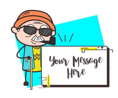 Modern çizgi film büyükbaba boş afiş vektör çizim ile