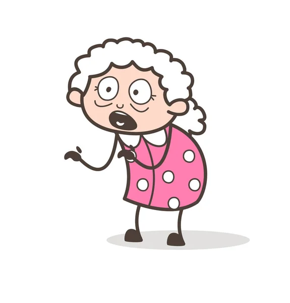 Cartoon Scared Granny Vector Illustration — Stock Vector