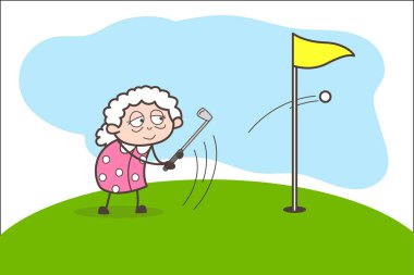 Emeklilik vektör çizim sonra zevk sahip çizgi film büyükanne