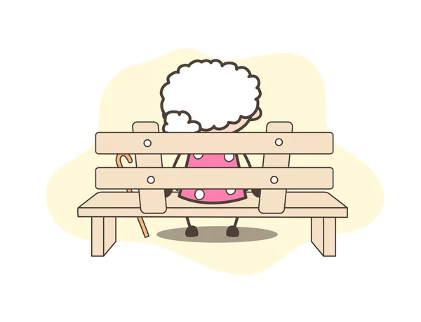 Cartoon Granny Sitting Alone Vector Illustration — Stock Vector