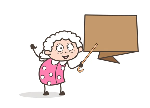 Γιαγιά γελοιογραφία δείχνει εικονογράφηση διάνυσμα Banner ομιλία — Διανυσματικό Αρχείο