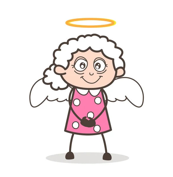 Cartoon schattige oma Angel Vector Illustratie — Stockvector