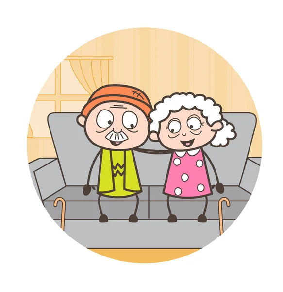Old Age Love Cartoon Vector Illustration — Stock Vector