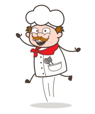 Karikatür komik Şef heyecan vektör çizim içinde atlama