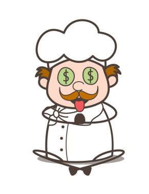 Çizgi film eski Şef para-ağız yüz vektör çizim