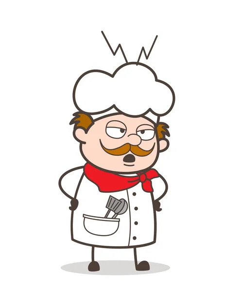 Cartoon Unhappy Chef Screaming on Workers — Stock Vector