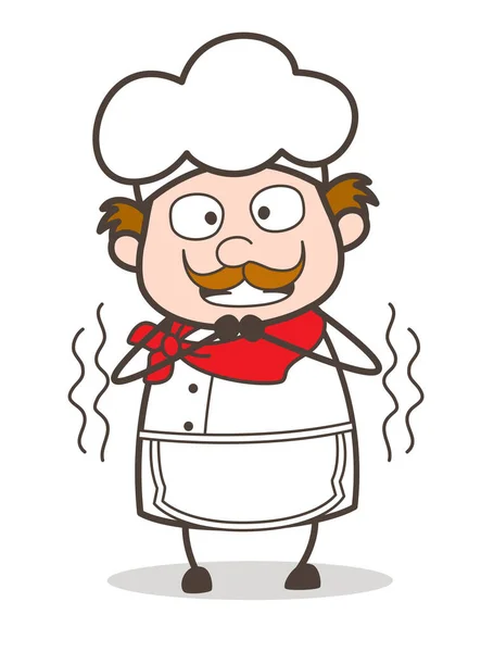 Cartoon oud chef-kok rillen vectorillustratie — Stockvector