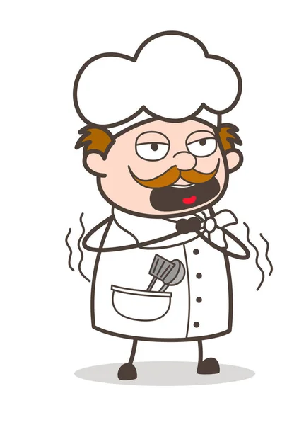 Chef de dibujos animados con rostro cansado Vector Ilustración — Vector de stock