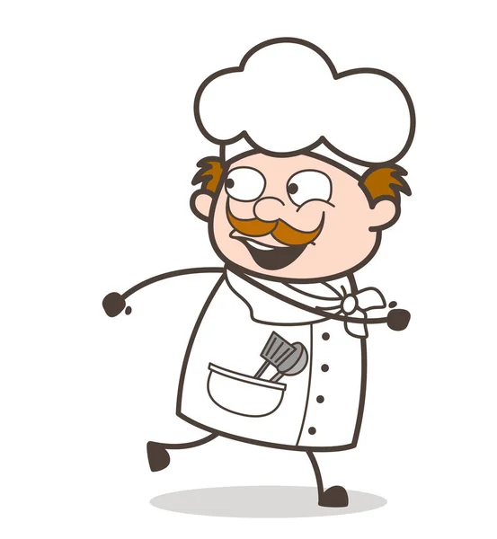 Cartoon Chef Running actie vectorillustratie — Stockvector