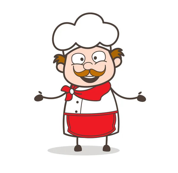 Cartoon Old Chef Laughing Face Vector Illustration — Stock Vector