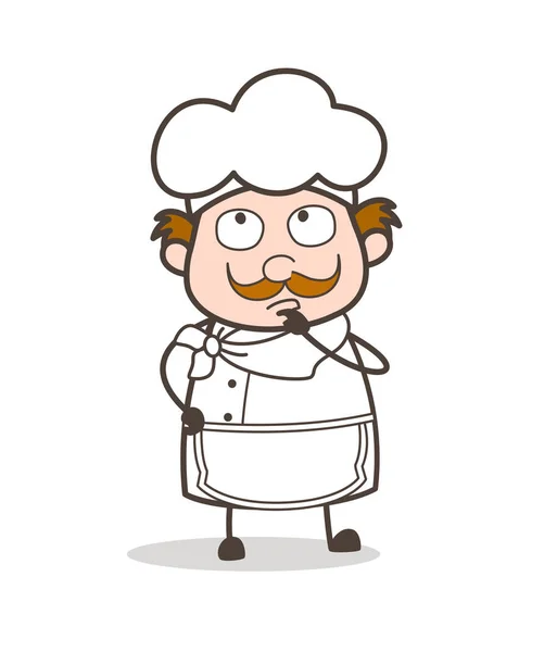 Ilustracja kreskówka kucharz myślenia twarz wektor — Wektor stockowy