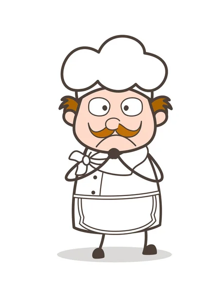 Cartoon Fearful Chef Face Vector Illustration — Stock Vector