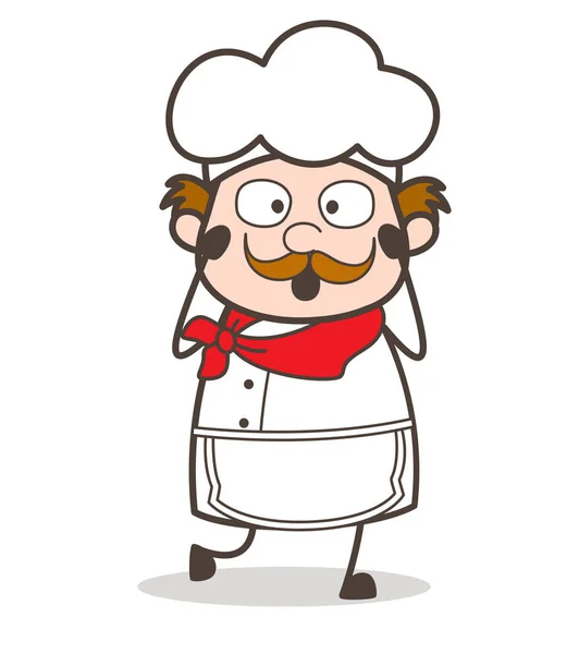 Cartoon chef-kok met een bezorgd gezicht vectorillustratie — Stockvector