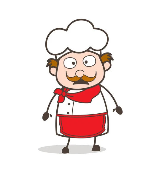Illustrazione vettoriale del viso pensoso dello chef del fumetto — Vettoriale Stock