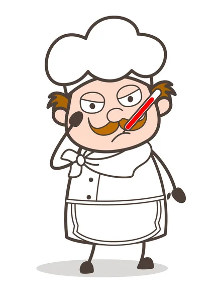Cartoon Chef Visage avec Thermomètre vecteur — Image vectorielle