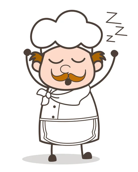 Dessin animé Chef bâillement vecteur d'expression — Image vectorielle