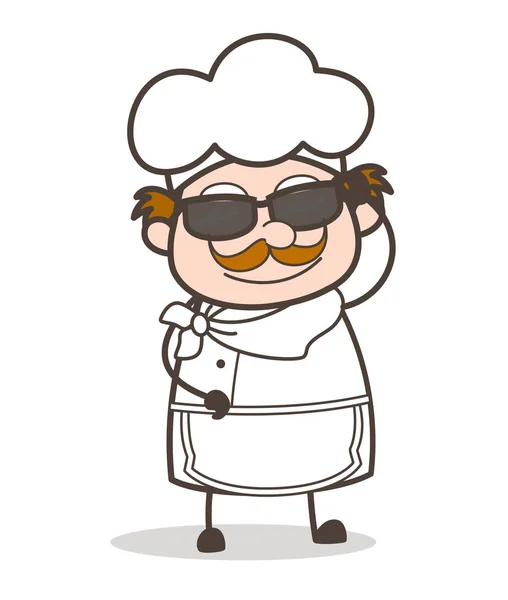 Cartoon Chef met mooie zonnebril vectorillustratie — Stockvector