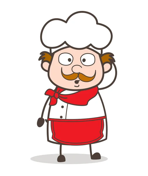 Cartoon Old Chef Hushed Face — Stock Vector